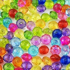 100pcs 12mm Acrylic Crystal Beads, Faceted Rondelle Acrylic Spacer Bea