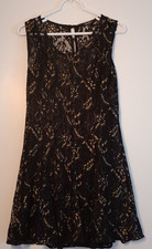 Vintage BeBop Junior's Black & Gold Lace Fit & Flare Sleeveless Dress Size L