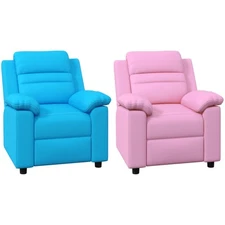 Qaba Kids PU Recliner Chair, Sofa Bed with Armrest, Footrest, Headrest