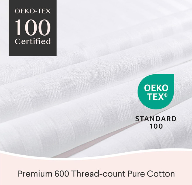 FAUNNA 600TC 100% Cotton Pillow Protectors, Queen Size (20x30), 4 Pack