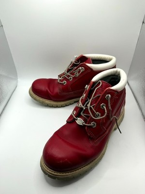 Timberland Nellie Womens 8.5 M Chukka Red Leather Waterproof Lace Up Ankle Boot