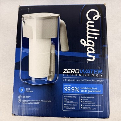 Culligan ZeroWater Technology 8 Cup Water Pitcher 5-Stage Filtration ZEROP08