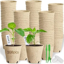 108pcs Peat Pots for Seedling 3.15" Biodegradable Plant Nursery Pots Seed Starti