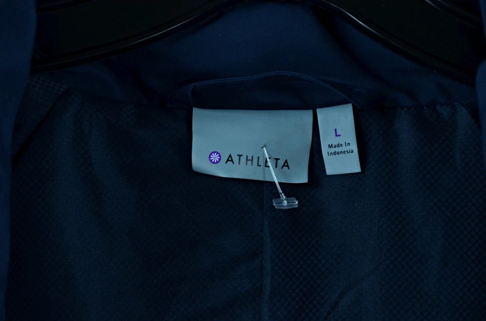 Chaqueta Athleta Para Mujer L Azul Marino Brumoso Resistente al Agua Cremallera Completa Abrigo con Capucha Foto 4 de 4