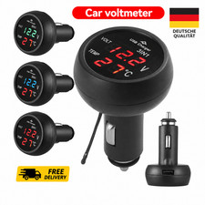 USB Ladeger&auml;t LED Voltmeter Thermometer 3in1 Kfz USB Ladestecker