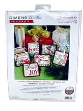 Dimensions Counted Cross Stitch Kit 8827 Christmas Sayings 6 Total Ornaments New