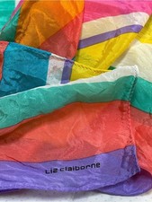 Vintage late 80’s -Liz Claiborne- Bright Rainbow striped Silk Scarf -30” square
