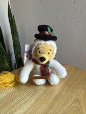 8" Disney Store Snowman Winnie Pooh Mini Beanie Plush Stuffed Animal