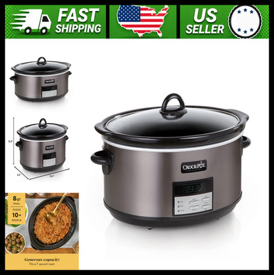 Crock-Pot 8-Quart Programmable Slow Cooker Black Stainless Steel