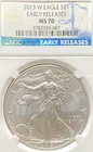2013 W $1 AMERICAN SILVER EAGLE EARLY RELEASE NGC MS 70 NO RESERVE