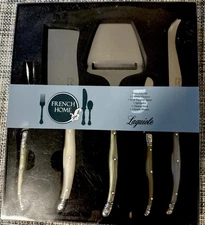 FRENCH HOME Laguiole Cheese Knife & Spreader Set of 5 Stainless Steel-Multicolor