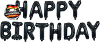 Schwarz Happy Birthday Luftballons Banner- Greatril Geburtstag Folie Ballons Gir