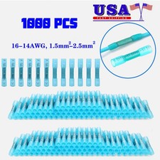 Blue Heat Shrink Butt Wire Connectors Crimp Terminals AWG 16-14 Gauge US 1000Pcs