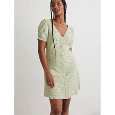 Madewell V-Neck Button-Front green floral Mini Dress size 6