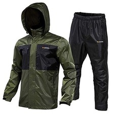 Waterproof Fishing Rain Suit for Men Rain gear Jacket  Trouser Medium Green