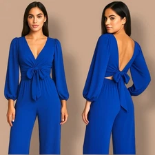 NWOT Premier Amour Women's 2-Piece Royal Blue Jumpsuit Set Size 8 Party/Cocktail