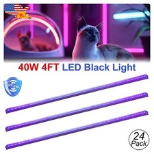 24Pack LED UV Black Light Fixture 4FT 40W Linkable T8 Led Tube for DJ Club Stage
