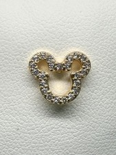 Gold Tone Mickey Mouse Pav Clear CZ Stud Earrings Metal, Butterfly Closure