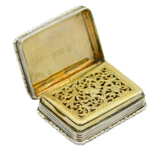 George IV Sterling Silver Floral Gilded Vinaigrette Antique 1827 Birmingham