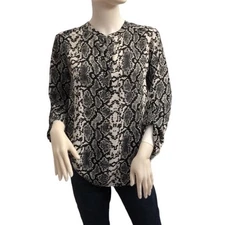 Daniel Rainn Black and White Snake Print Blouse Medium