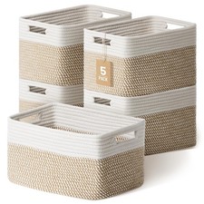 5 Pack Woven Storage Baskets for Shelves, Decorative Basket Organizer Storage...