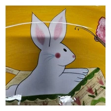 Vintage 2001 Laurie Gates Easter Oval Serving Platter Rabbit Carrots Eggs 16"