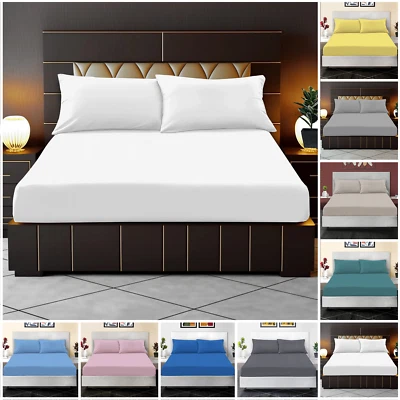 Extra Deep 35cm Fitted Sheet 400 Thread Count 100% Egyptian Cotton Bed Sheets