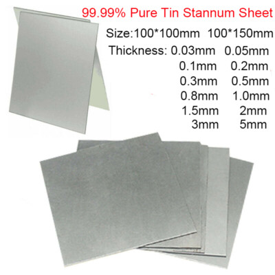 99.99% Pure Tin Metal Sheet Plate Scientific 100*100 100*150mm 0.03 0.05 0.1mm