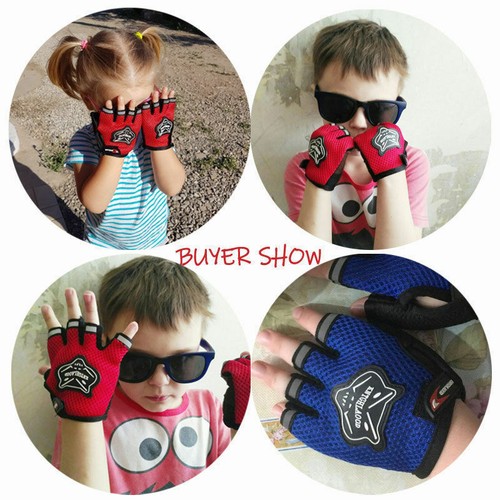 Children Kids Cycling Half Finger Gloves Boys Girls Fingerless Outdoor Sports - Picture 6 of 16