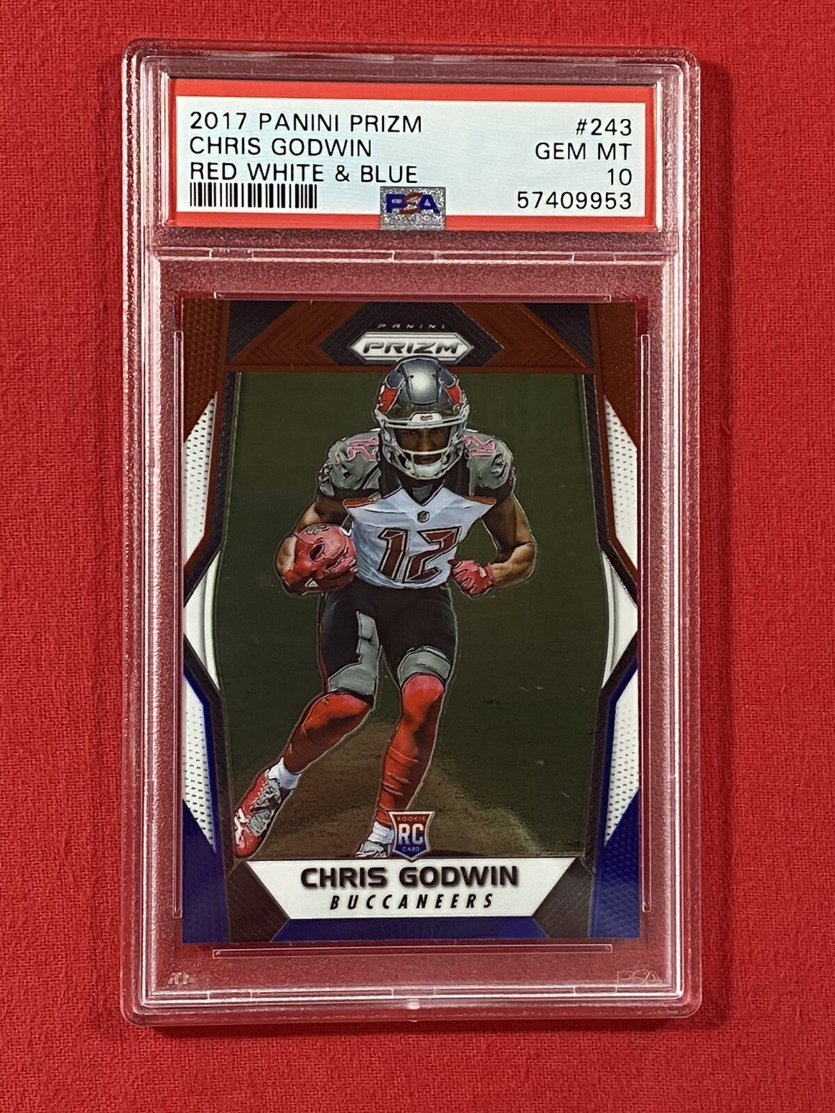 CHRIS GODWIN RC 2017 Prizm #243 Red White Blue Rookie PSA 10 TAMPA BAY BUCS WR