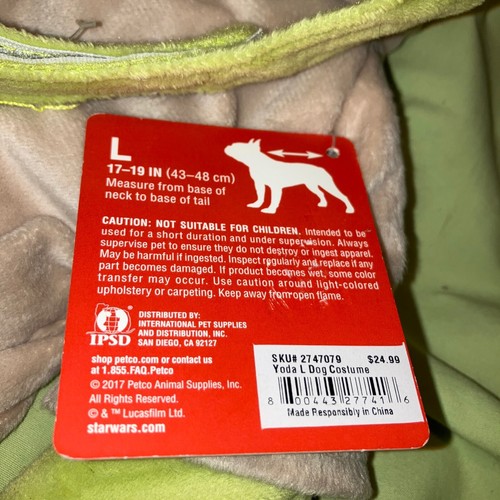Petco Star Wars Yoda Dog Hoodie Large Sweater Sweatshirt Rare Costume,L,NEW Hood - Picture 10 of 23
