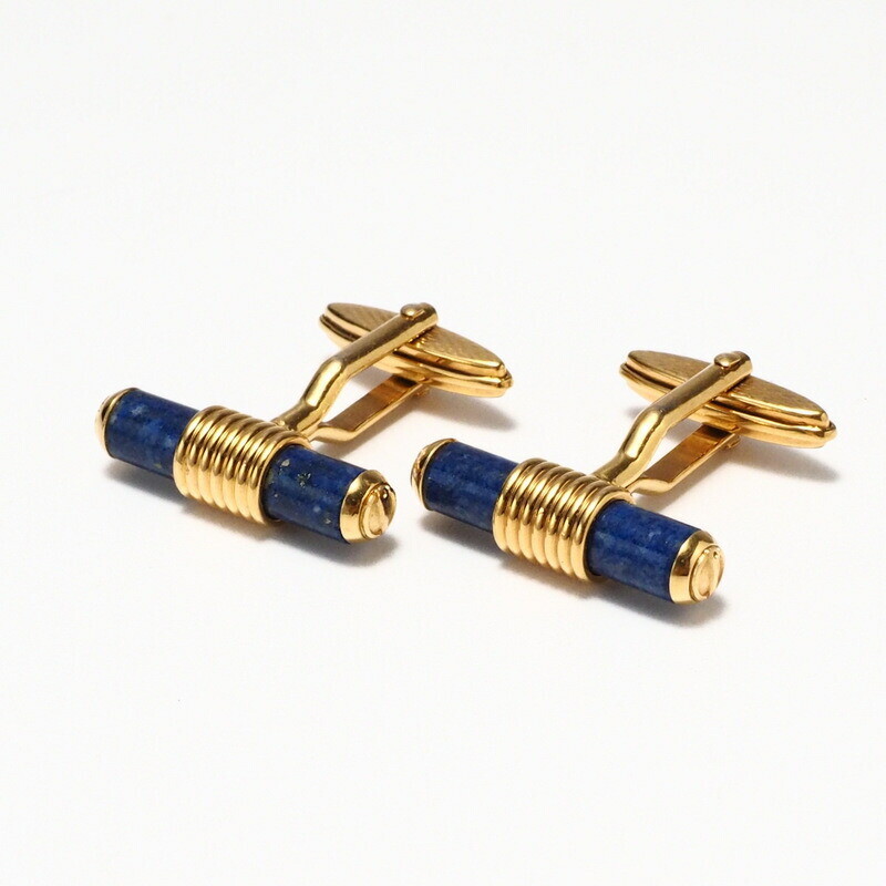 Dunhill Cufflinks Button Lapis Lazuli Blue Gold Men's Jewelry 2.3cm