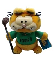 Vintage DAKIN 9" Garfield Comic Cat 1981 Golf Plush "Fore " Shirt w/Club Korea