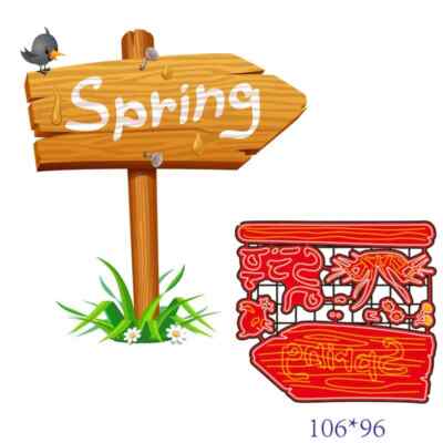 Wooden Arrow Sign Spring Grass Bird Metal Cutting Dies Scrapbooking Card Craft