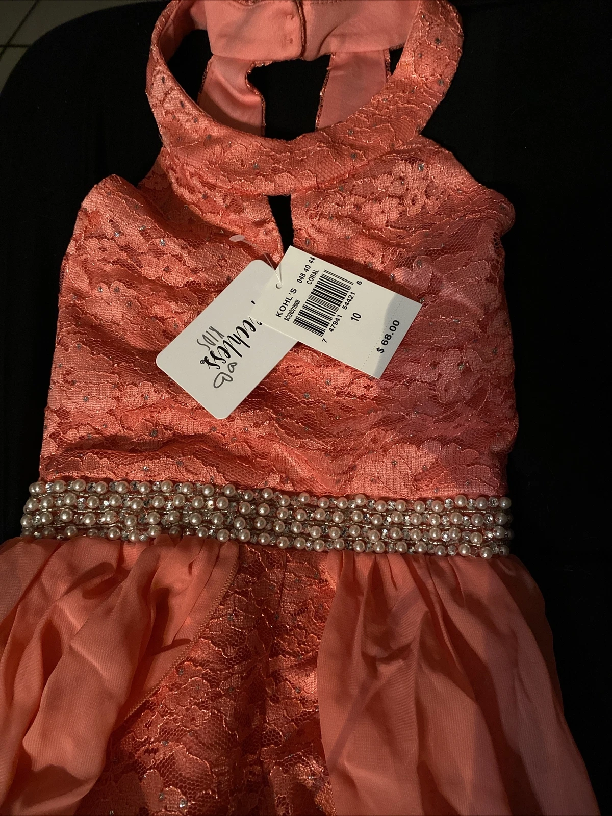 SPEECHLESS KIDS Romper Dress Big Girls' 10 Coral Square Neck Jeweled Waist New