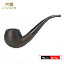 MUXIANG Tobacco Pipe Handmade Ebony Bent Stem Smoking Pipe 9mm Filter 10 Tools 