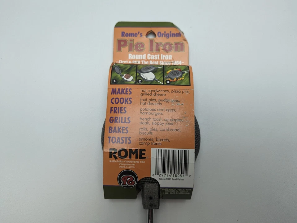 Rome's 1805 Round Pie Iron with Steel and Wood Handles Cast Iron - Image 3 of 4