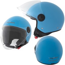 Casco Jet Scooter Moto Quad Omologato ECE 22 06 Visiera Sonicmoto Azzurro