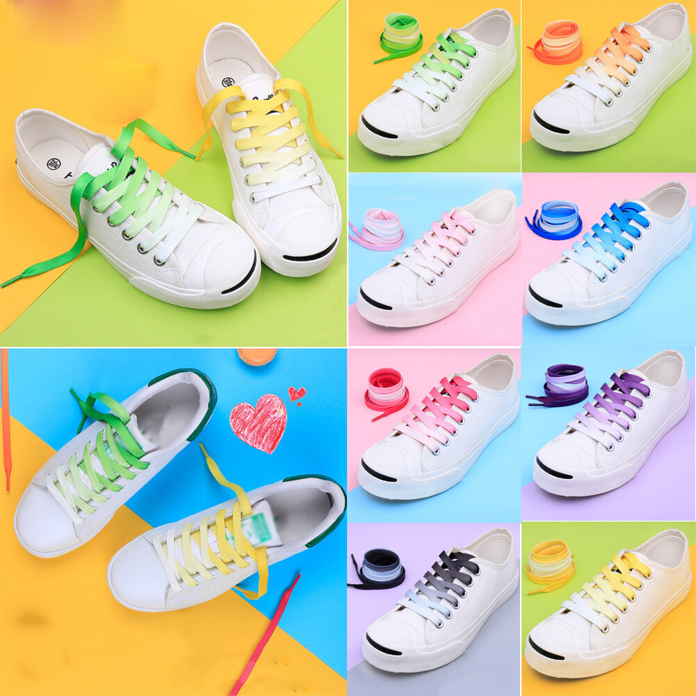 1 Pair Rainbow Flat Canvas Athletic Shoes Tie Sport Sneaker Boots Shoe