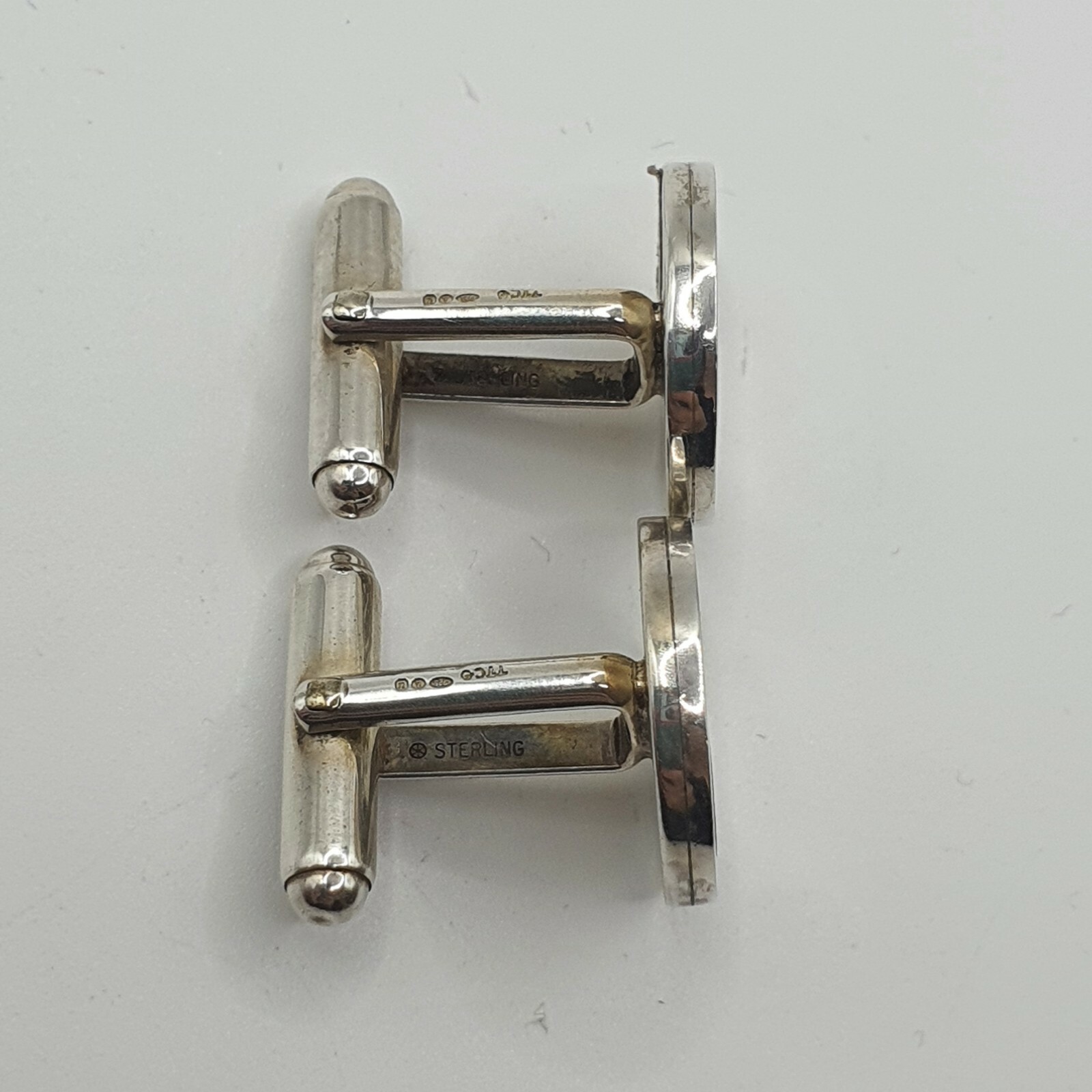 Photo 2 of Sterling Silver Cufflinks Taxco Mexico TS-79 Black Enamel 12grams , m11