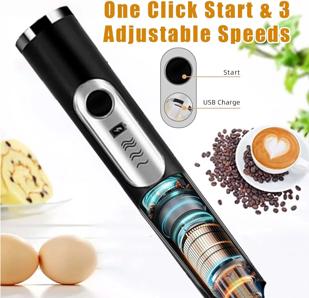 Milk Frother Handheld Usb Charging Wireless Mini Mixer with Variable Speeds