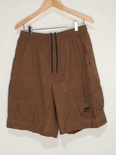 NIKE TECH ESSENTIAL SHORTS SIZE LARGE BROWN WOVEN CARGO HOLIDAY DM6484-256 - Picture 7 of 9
