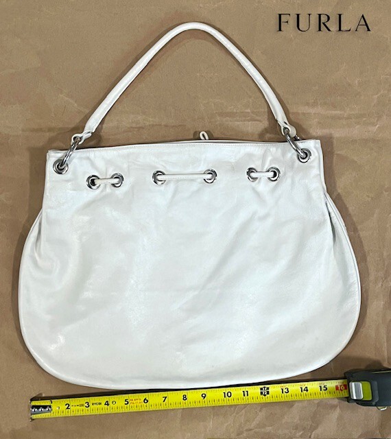 FURLA White Python Snake Leather Medium Drawstrin… - image 2