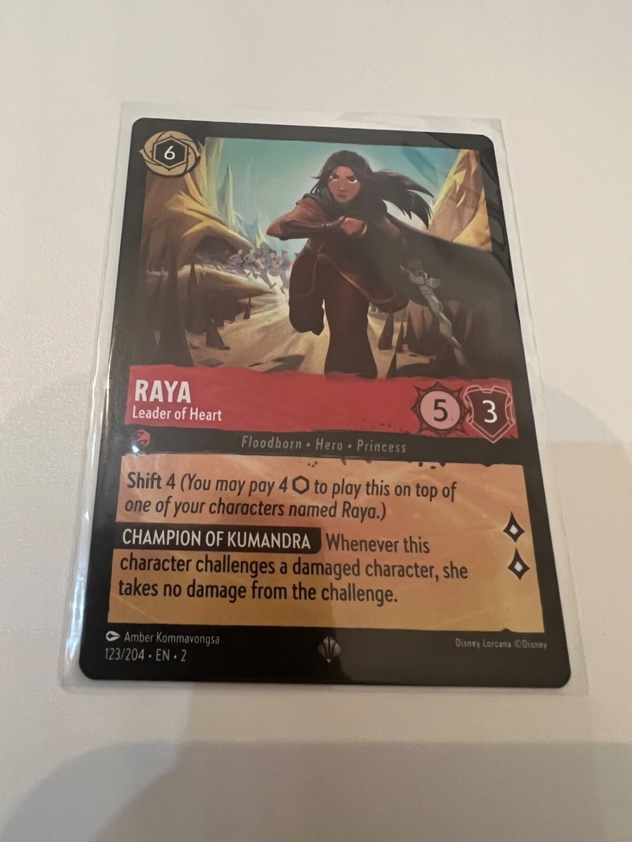 lorcana rise of the floodborn most expensive cards Disney Lorcana Rise of Floodborn 123/204 Raya Leader Heart - Super Rare Non  Foil