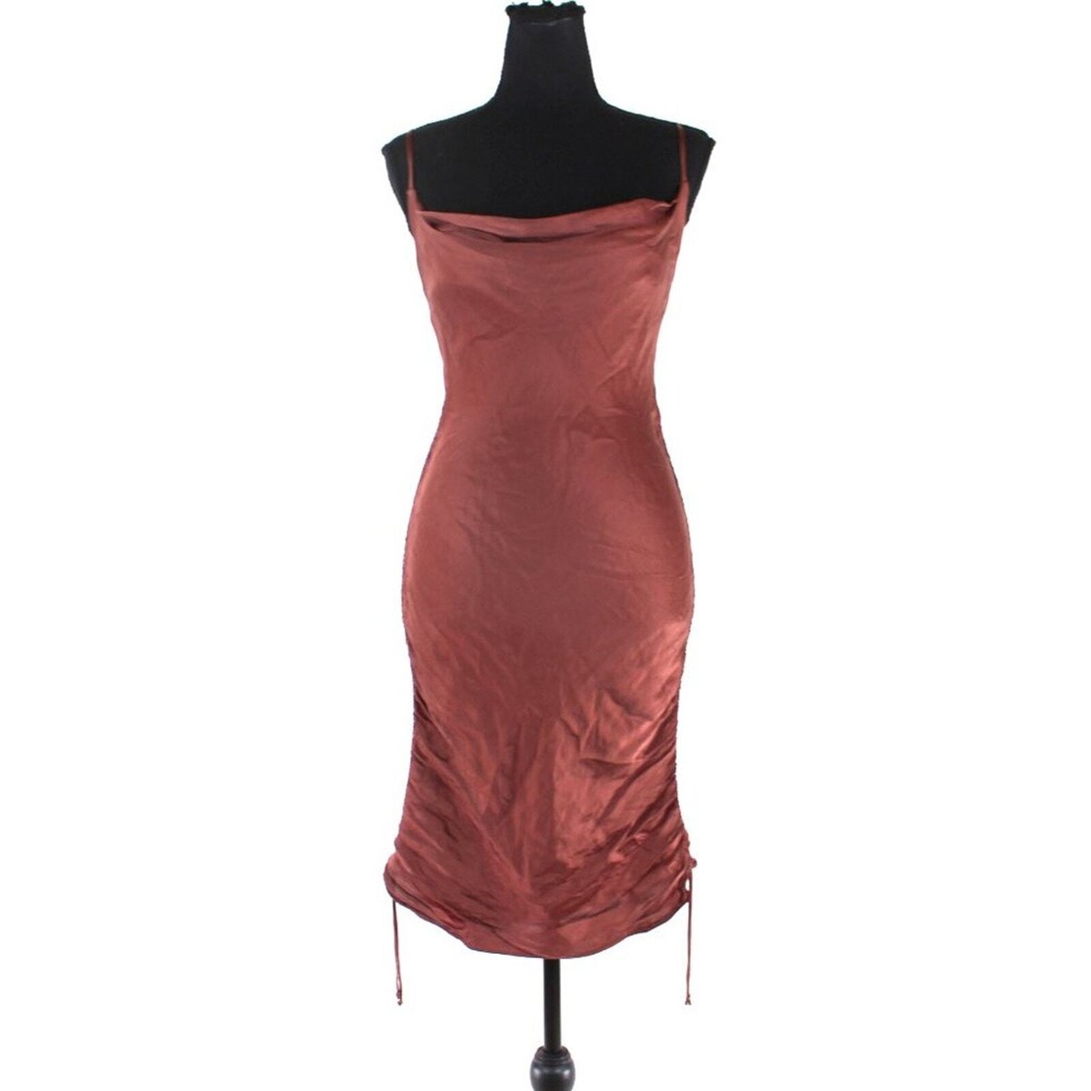 Wilfred Davina Brown Satin Side Ruched Adjustable Length Slip Dress XS  Aritzia | eBay