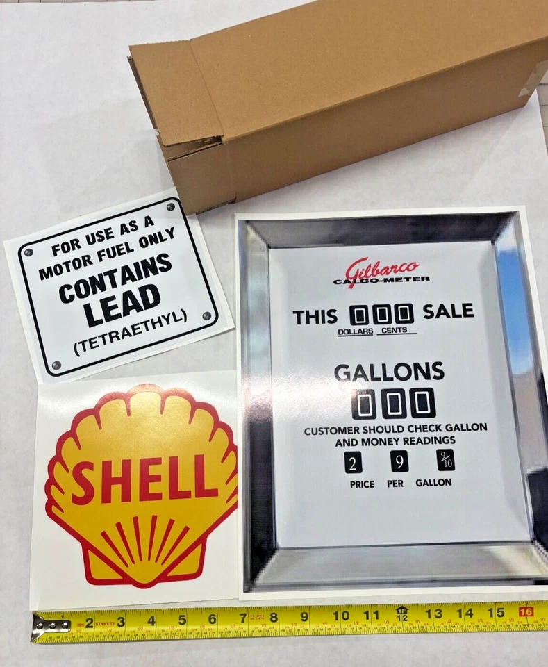 SHELL Gas Pump Vintage Sticker kit for Door Mural/Fridge Wrap great 4  Man Cave - Image 3 of 4