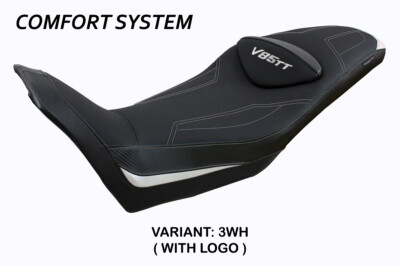 Everett Comfort System White Moto Guzzi V85TT Logo Saddle Cover 2019-2023