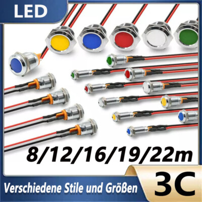 8-22mm LED Signallampe Meldeleuchte Signalleuchte KFZ Kontrollleuchte  39V-220V