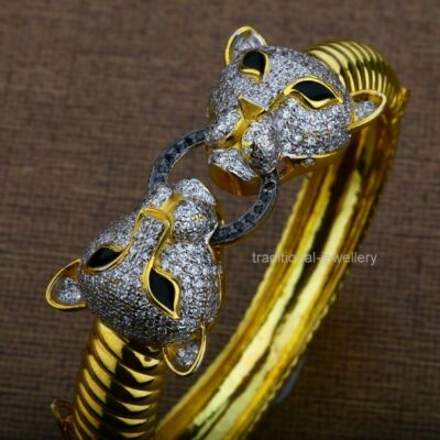 Amazing 22kt gold lion customized bangle bracelet for men's