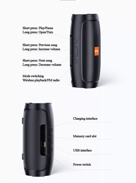 Alternate view of Bluetooth Wireless Portable Speaker Waterproof Stereo Usb Bass Radio Loud